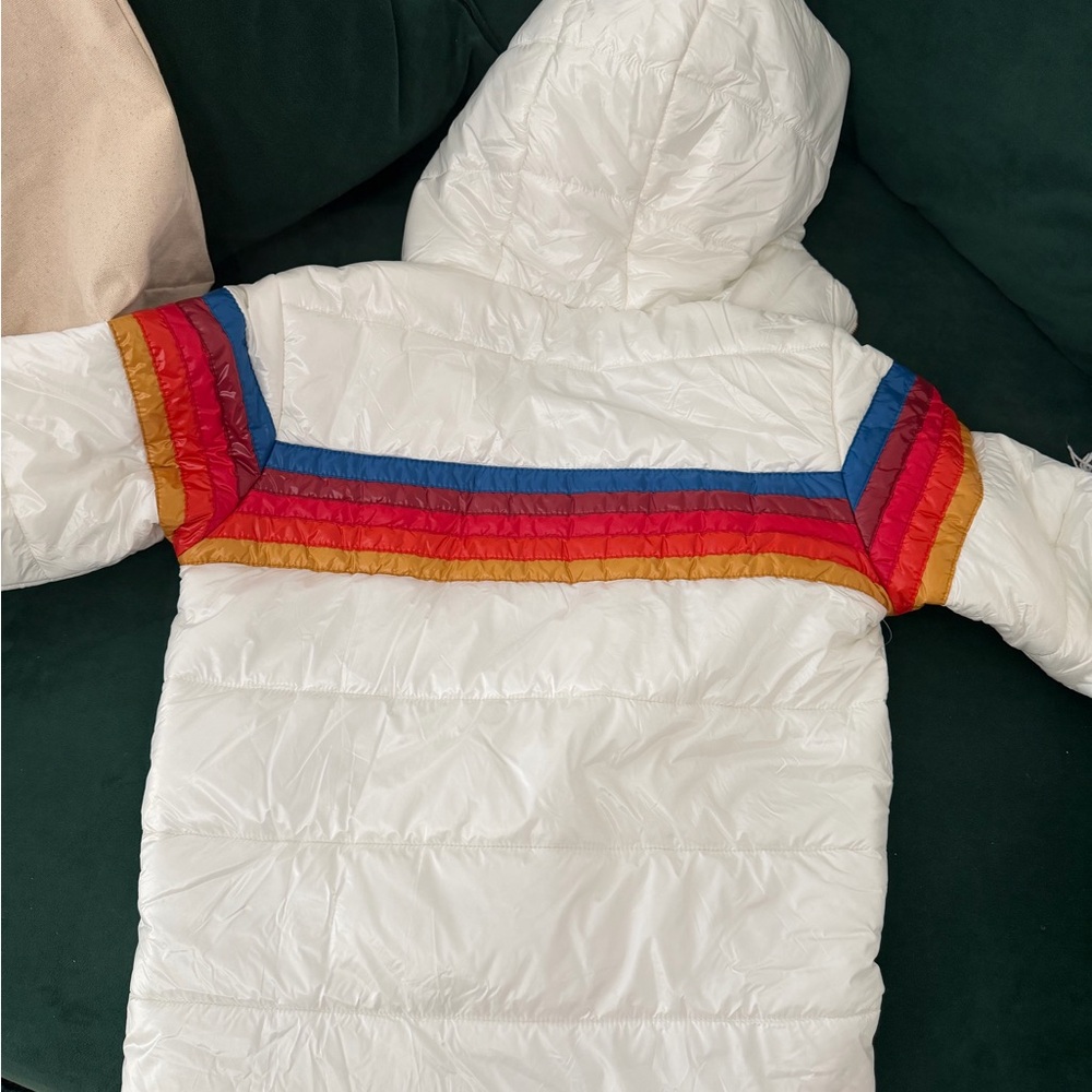 NEW! Aviator Nation White Jacket with signature rainbow wrap around back logo. - Picture 6 of 7